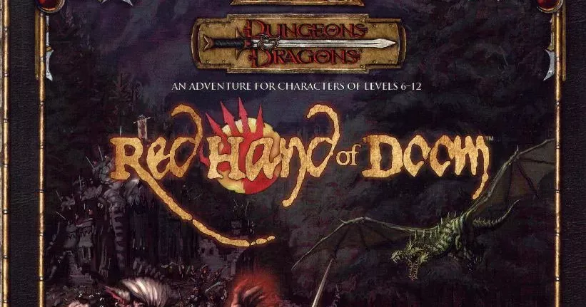 The cover of Red Hand of Doom for 3.5E D&D